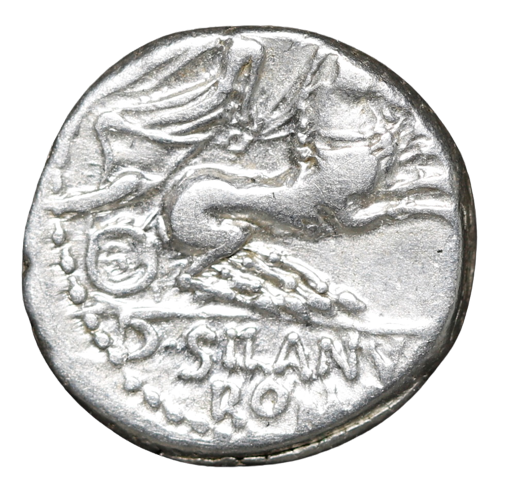 Moeda Romana Republicana Escassa Denário de D. Junius Silanus (91 aC) – imagem 2