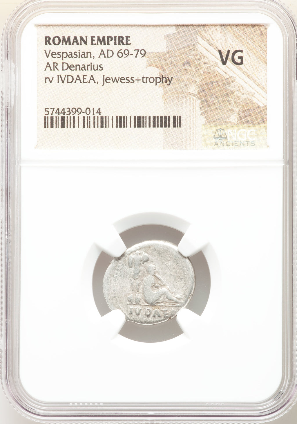 Moeda Romana Rara Bíblica Judaea Capta de Vespasian (69-79). – imagem 3
