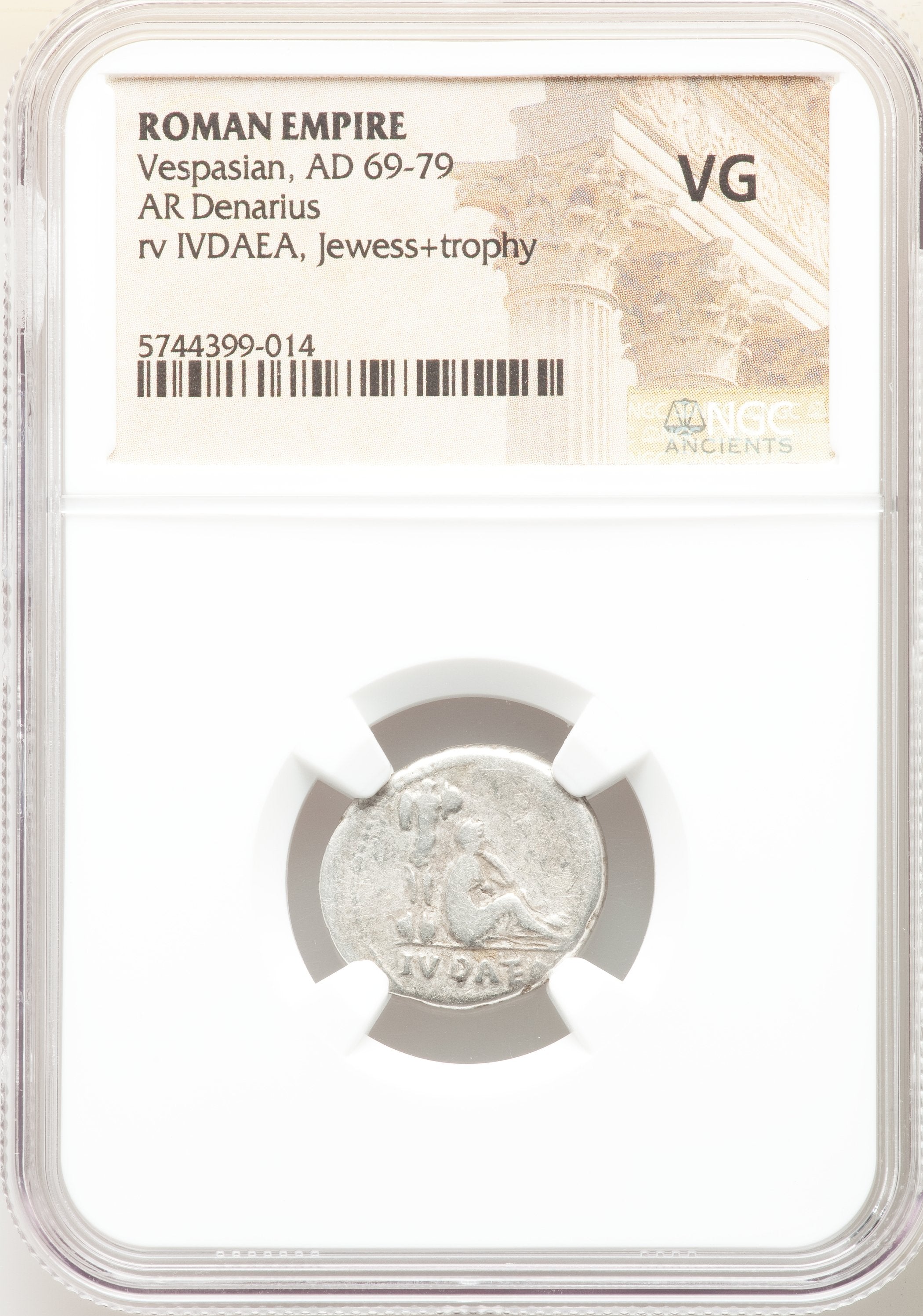 Moeda Romana Rara Bíblica Judaea Capta de Vespasian (69-79). – imagem 3
