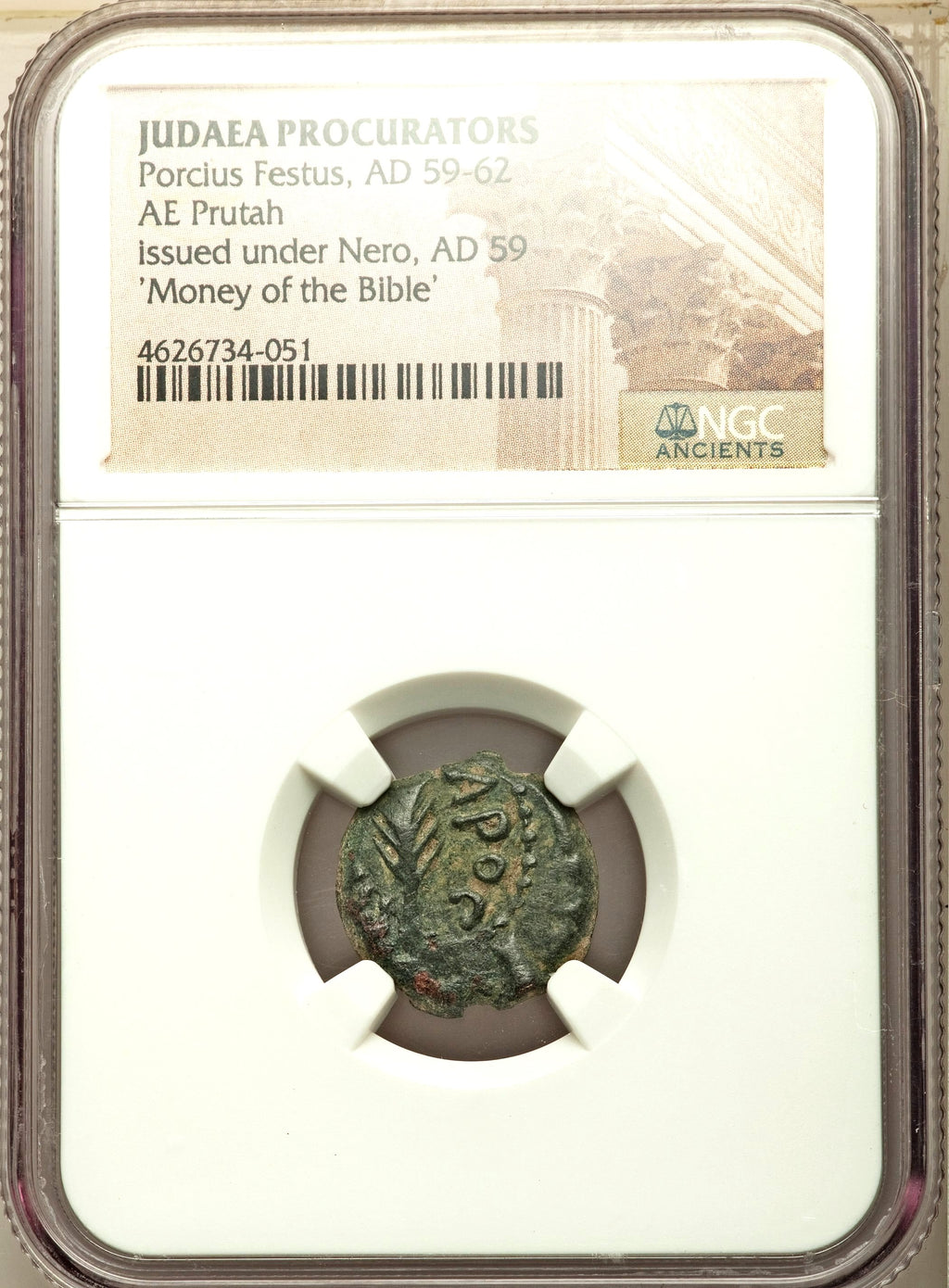 Moeda Bíblica Prutá de Porcius Festus sob Nero (59-63 dC) Certificada NGC – imagem 3