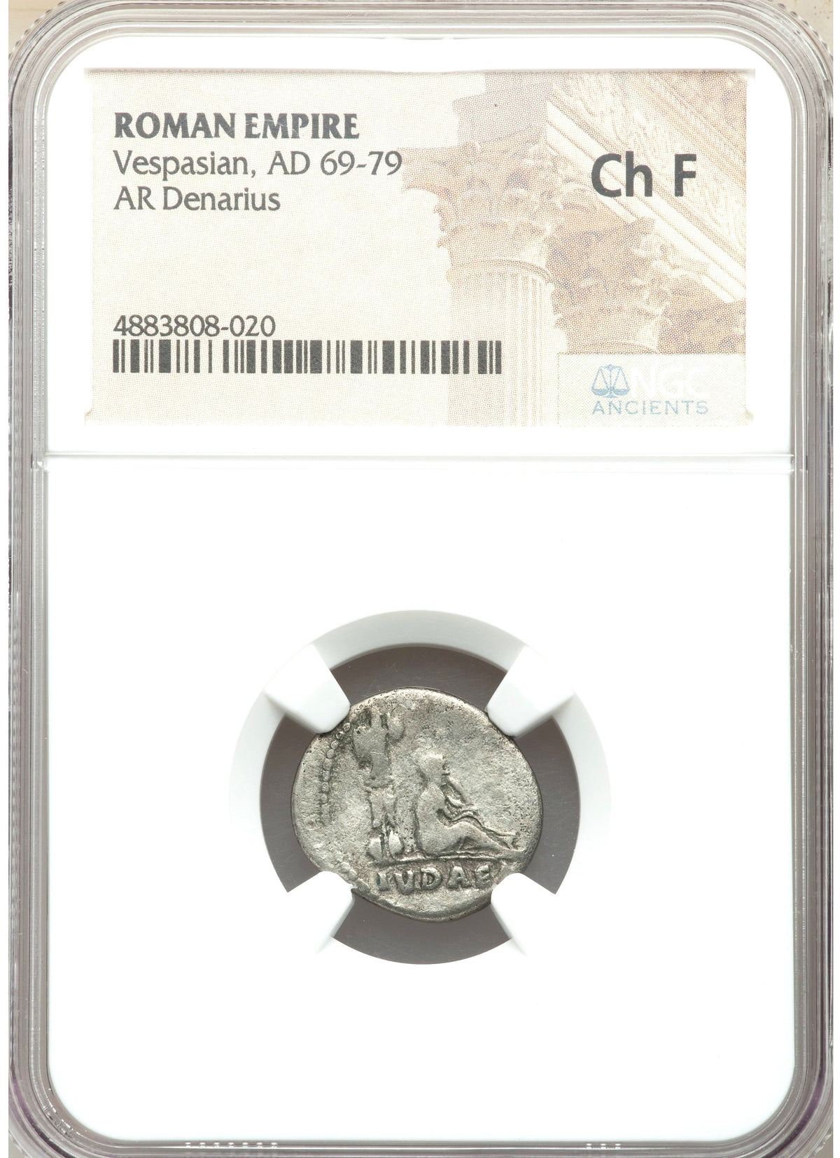 Raro denário Judaea Capta de Vespasiano (69-79) CERTIFICADO NGC! – imagem 3
