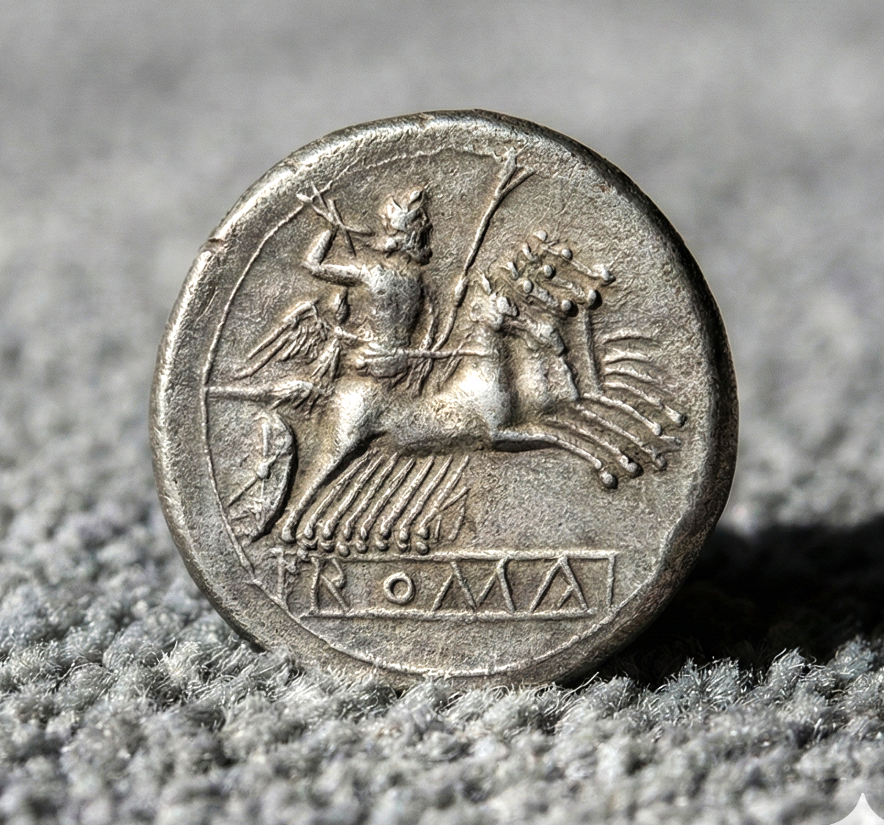 Moeda Romana Republicana Quadrigatus (c. 225–212 aC) – imagem 1