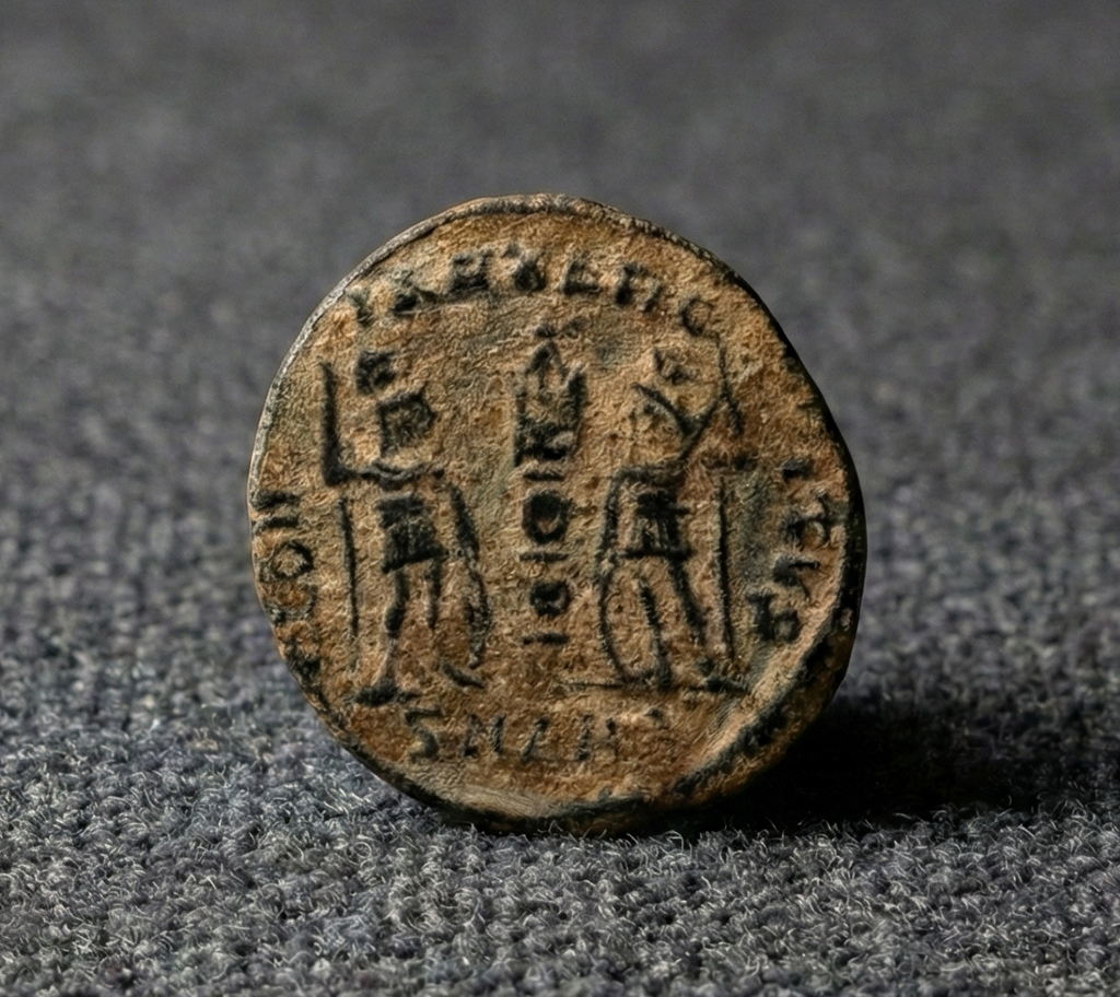Moeda Romana Nummus de Constantino II (Flavius Claudius Constantinus) (Caesar, 317–337 d.C.) – imagem 2