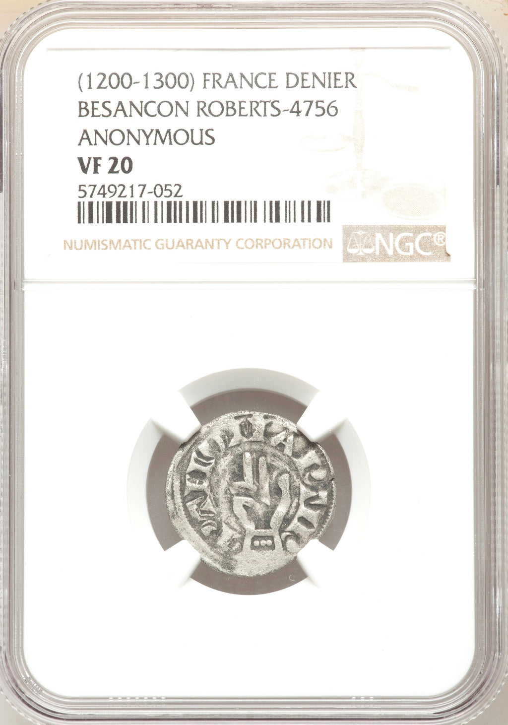 Moeda das Cruzadas Denário Francês Feudal - Sto Estevâo Martir (1200-1300 dC) – imagem 3