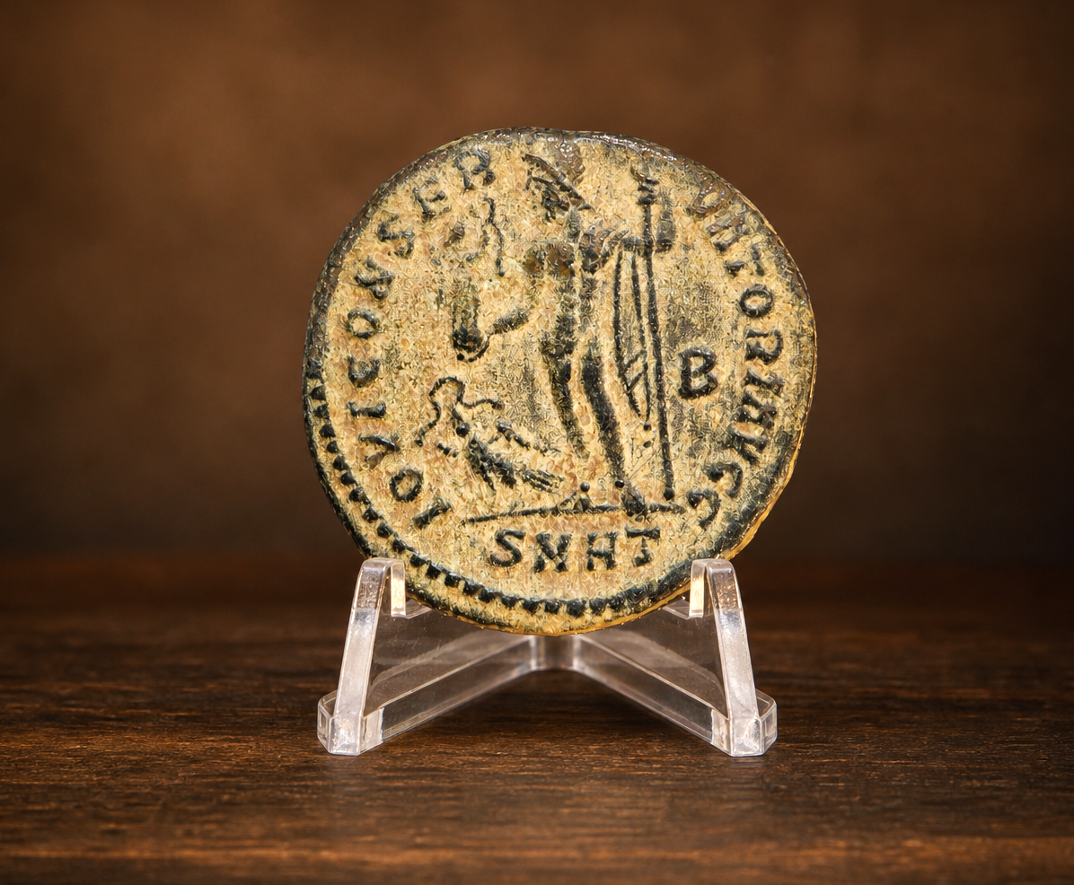 Moeda Romana Fólis de Constantino I, Nicomédia (313–317 d.C.) – imagem 2
