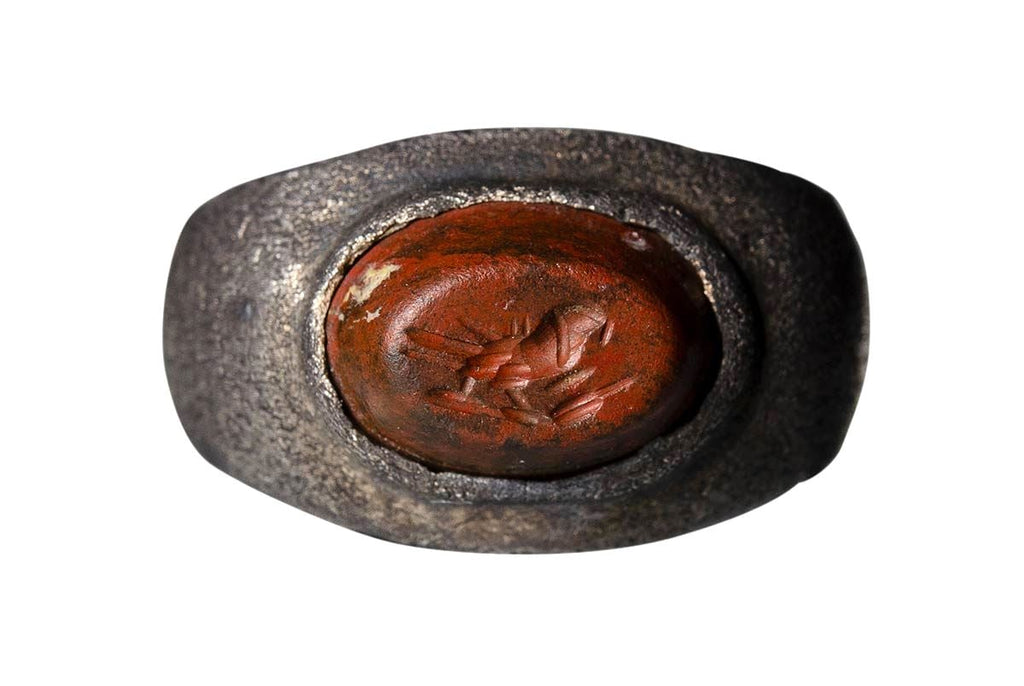 Raro Anel de prata romano com jaspe (200-300 dC) – imagem 1