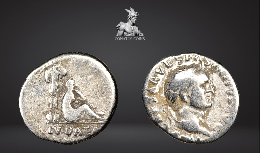 Moeda Romana Rara Bíblica Judaea Capta de Vespasian (69-79). – imagem 1