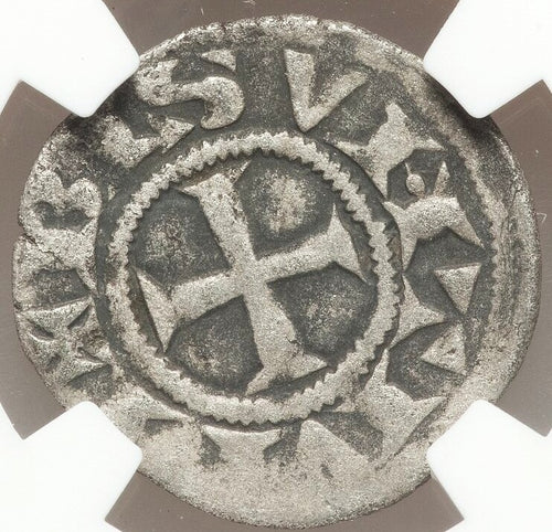 Moeda das Cruzadas Denário Francês Feudal - Sto Estevâo Martir (1200-1300 dC) – imagem 2