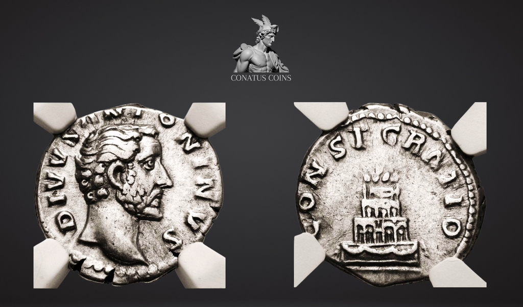Moeda Romana Escassa Denarius de Antoninus Pius (161 dC) – imagem 1