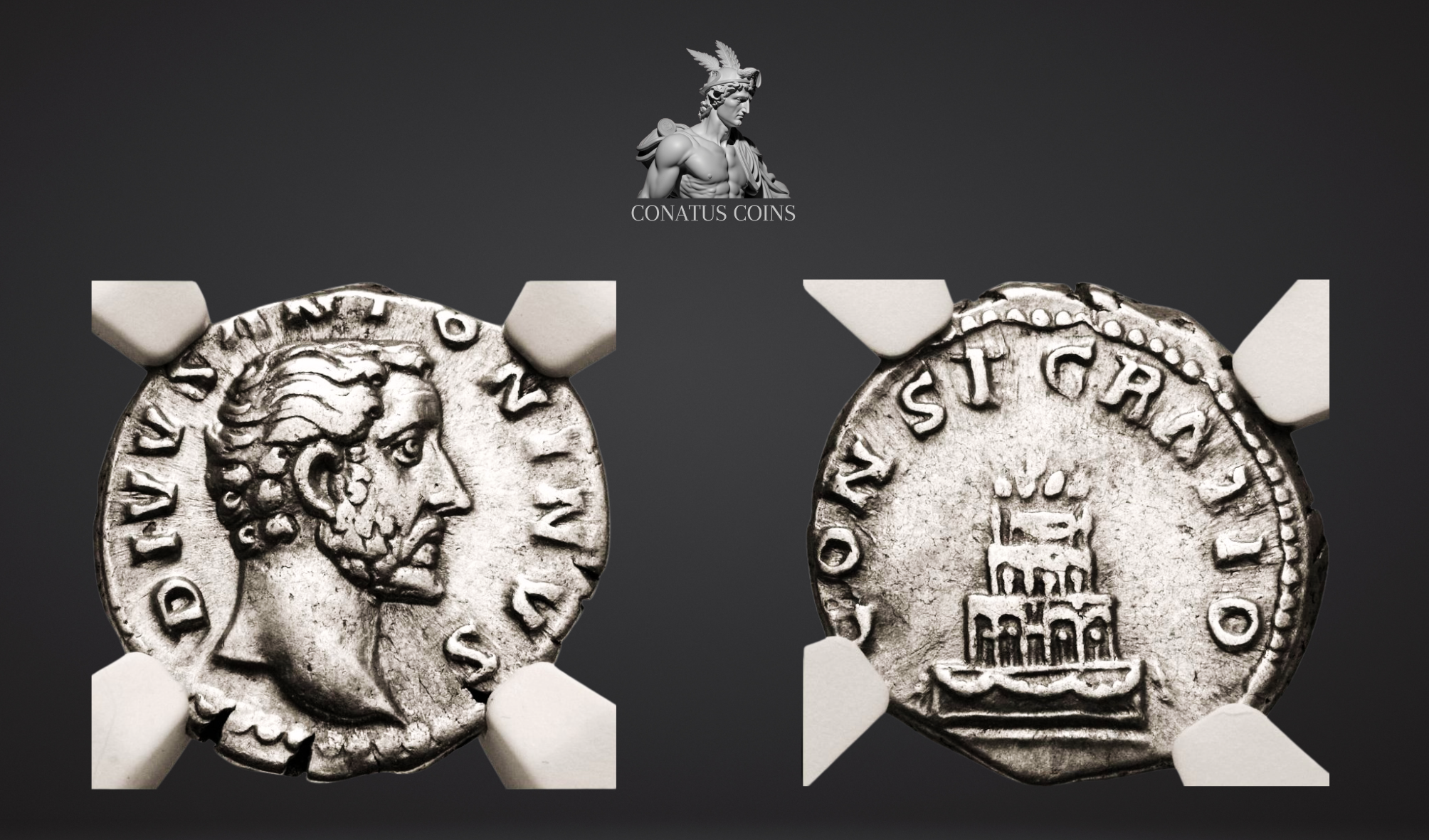 Moeda Romana Escassa Denarius de Antoninus Pius (161 dC) – imagem 1