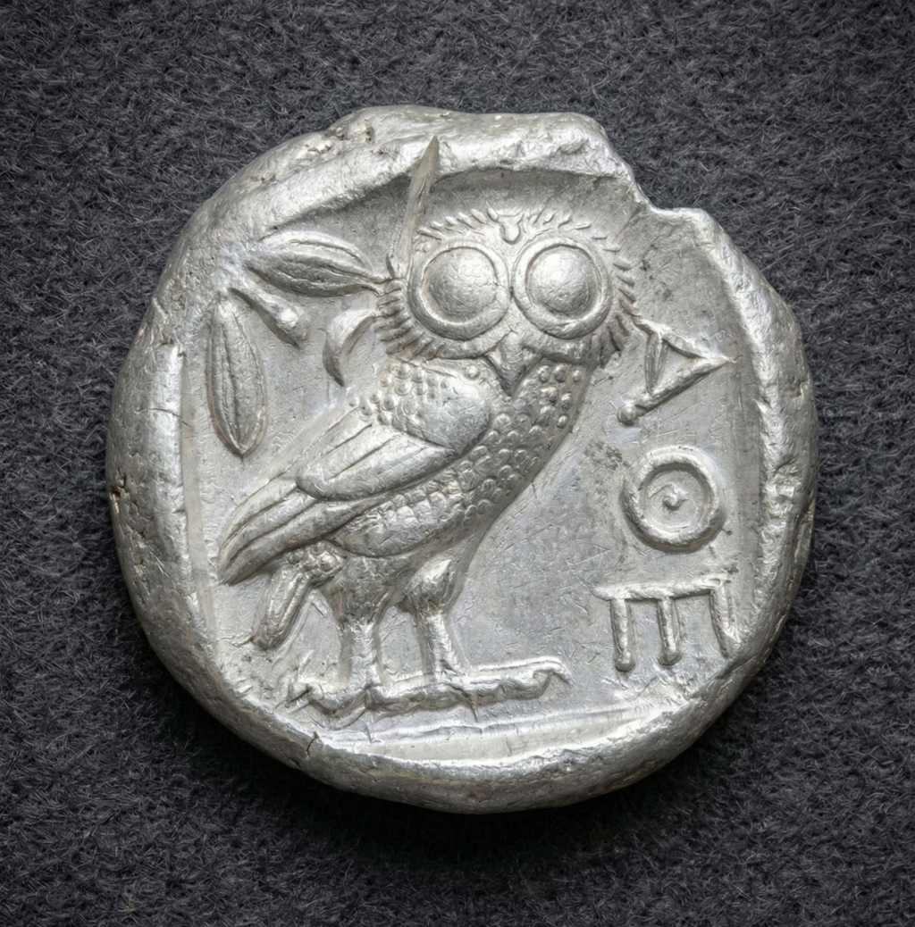 Moeda Grega Tetradracma de Atenas (440–404 aC) – imagem 1