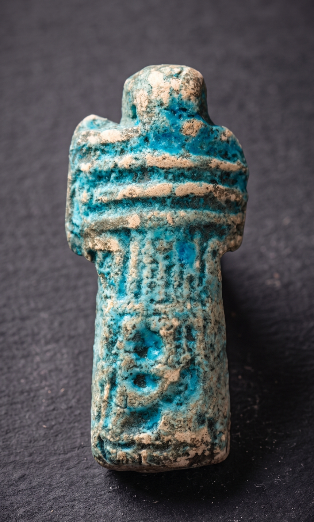 Artefato egípcio em faiança representando Pilar Djed do período ptolemaico (332–30 a.C.). – imagem 1
