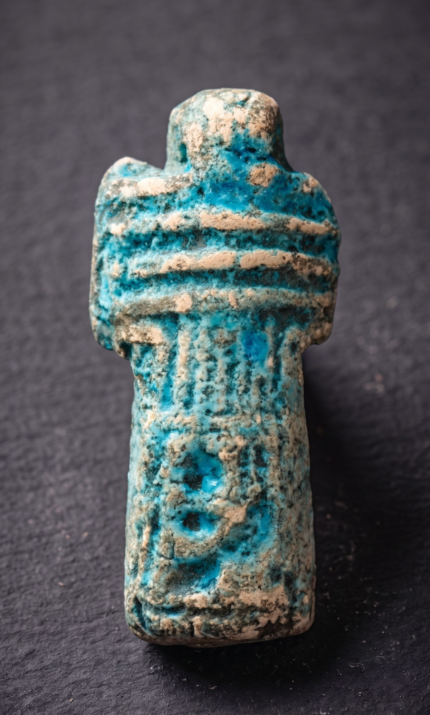 Artefato egípcio em faiança representando Pilar Djed do período ptolemaico (332–30 a.C.). – imagem 1