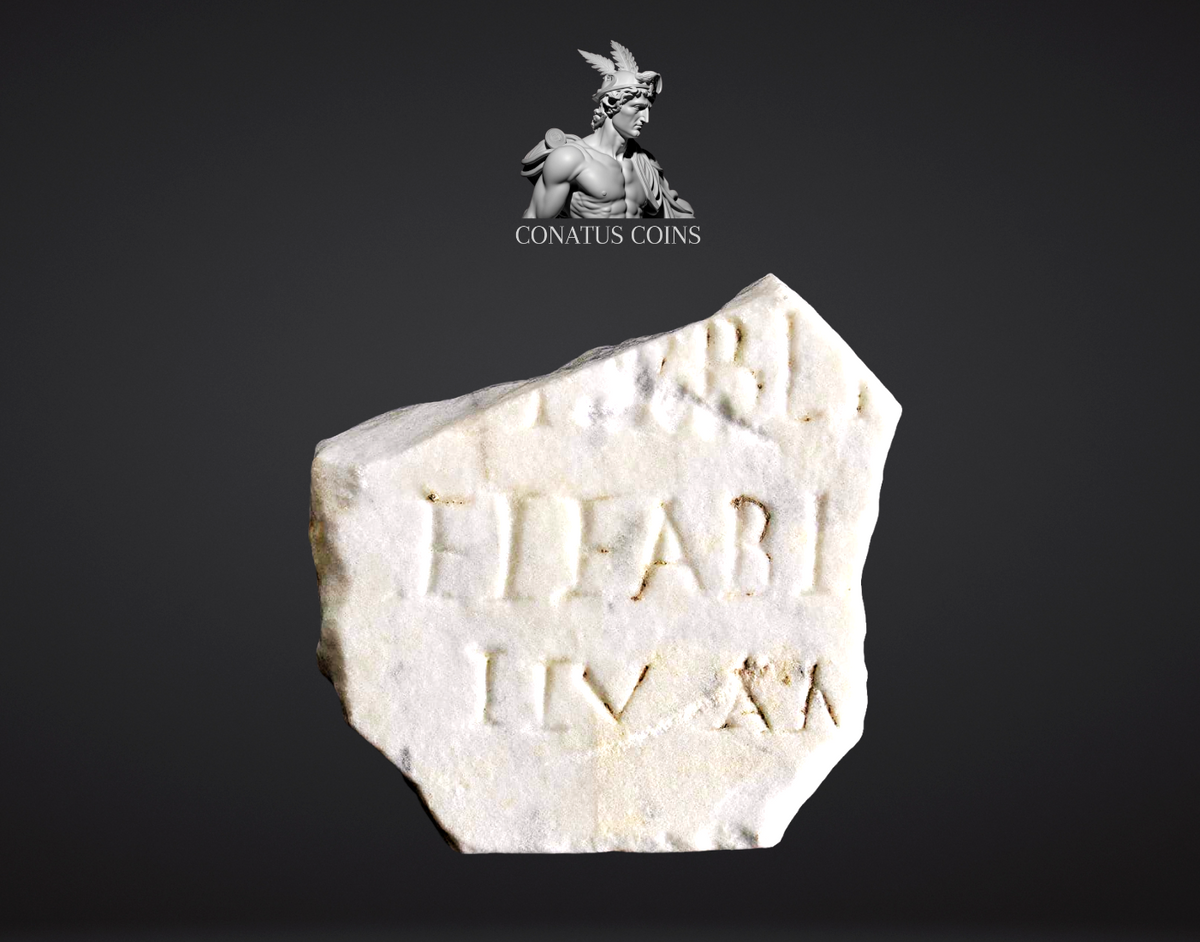 Pedra romana com inscrição "Hic Fabius, 4 anni aetatis" (200 dC) – imagem 1