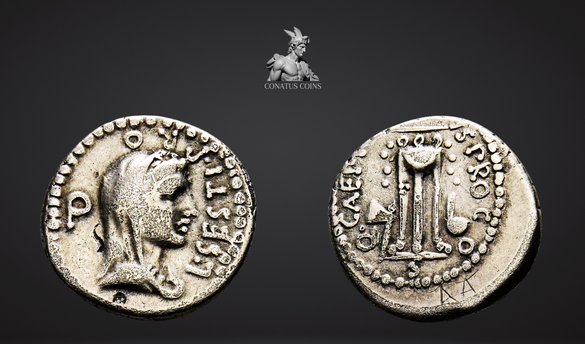 Moeda Romana Raro Denarius de Brutus (42 aC) - assassino de César! – imagem 1
