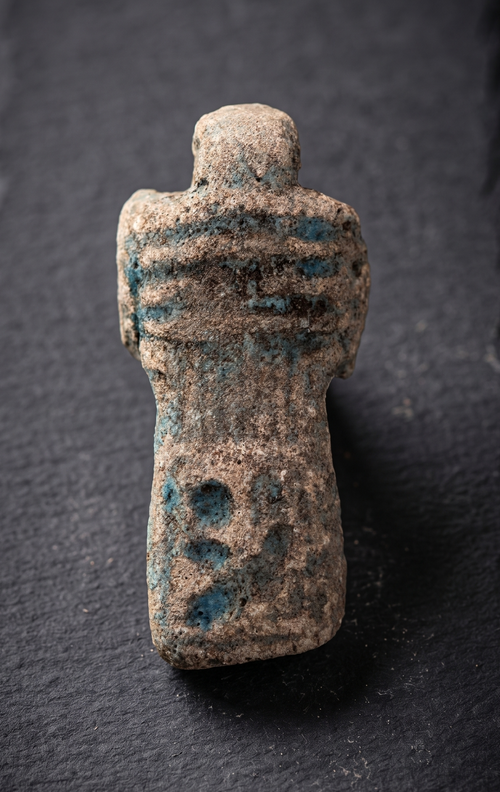 Artefato egípcio em faiança representando Pilar Djed do período ptolemaico (332–30 a.C.). – imagem 1