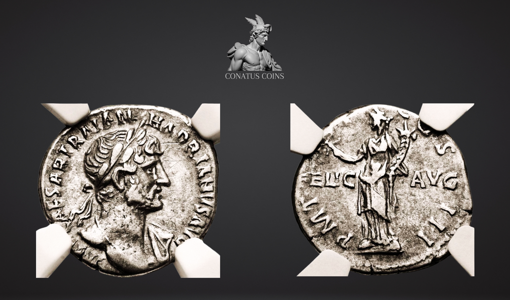 Moeda Romana Escassa Denarius de Hadrian (119 dC) – imagem 1