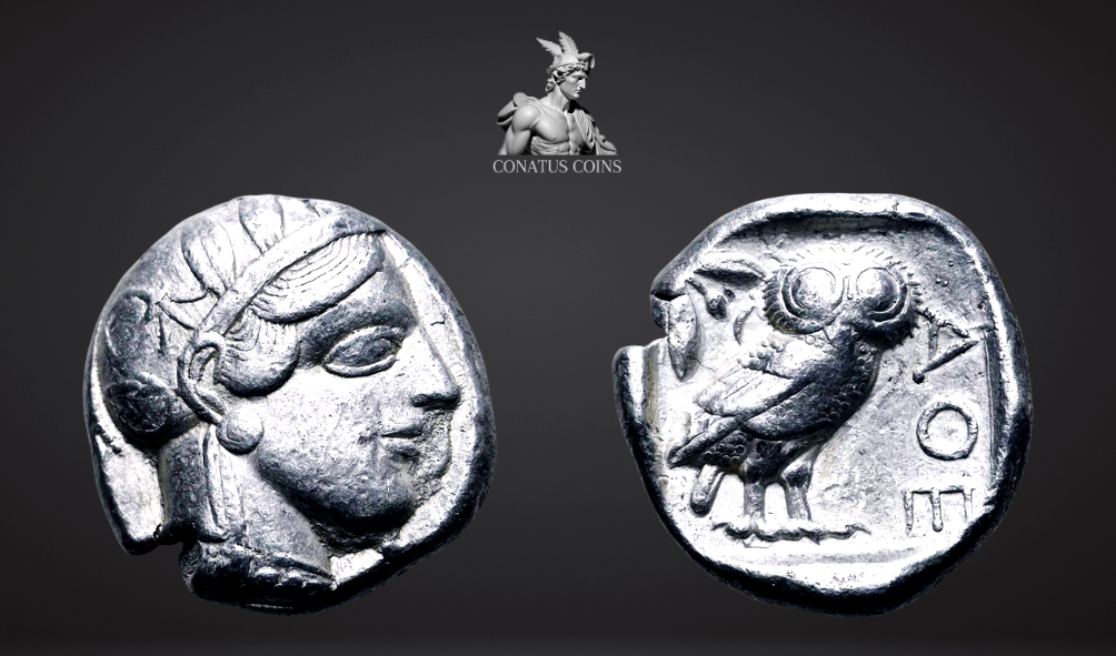 Moeda Grega Tetradracma da Attica Atenas - 440-404 aC. – imagem 5